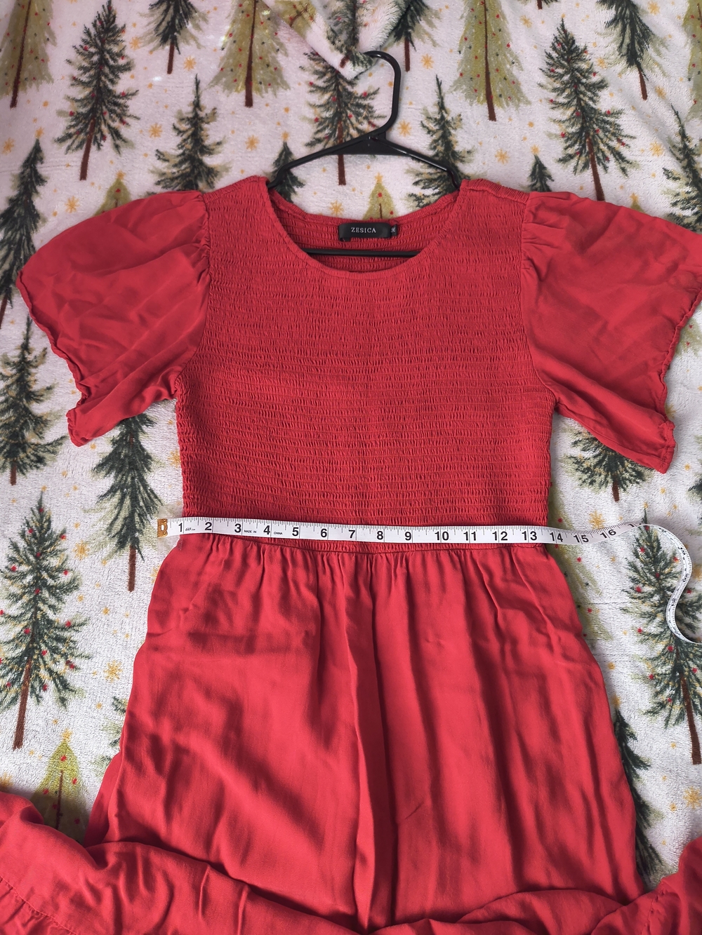 Zesica Zise M Smocked Bodice Tiered Maxi Dress in Rust. - Picture 6 of 9